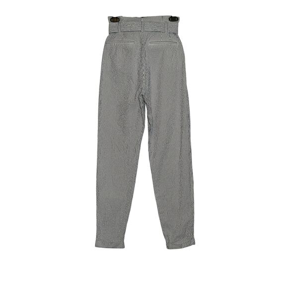 H&M white blue pinstripes pleated high waist pants size 4 - Picture 7 of 14